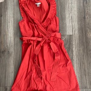 Burnt Orange pleated detail dress